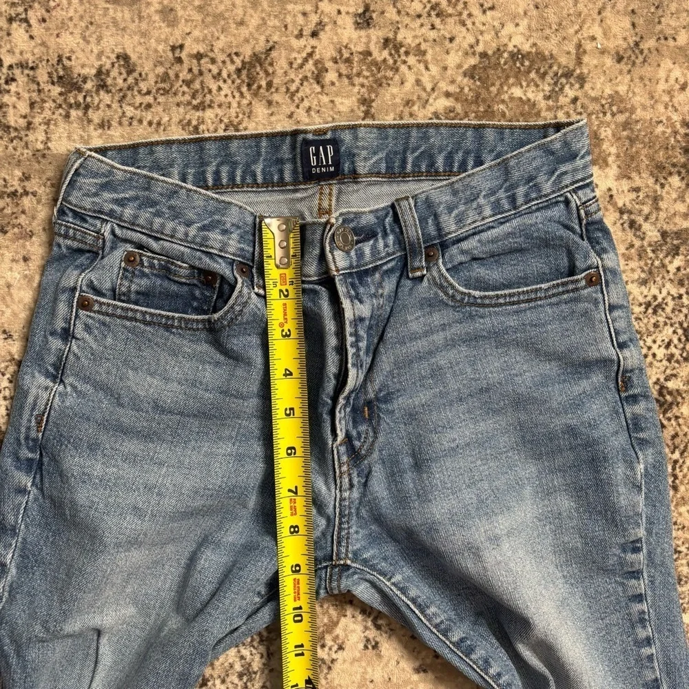 GAP Light Blue Crop Distressed Straight Leg Jeans Size 24